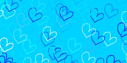 Light BLUE vector backdrop with sweet hearts.