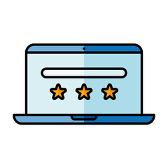 Digital marketing and laptop with stars vector design