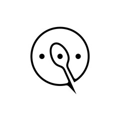 Bubble chat and spoon. Cooking app, order food , culinary talk logo concept with line style