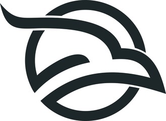 logo with flat view eagle head on frame with circle