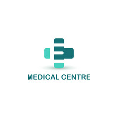 Initial letter E on medical cross icon for healthy, health care, and medicine logo design concept vector