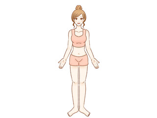 正面を向いた女性のイラスト素材