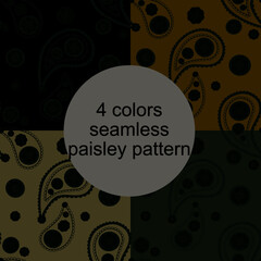 Abstract background; 4 colors paisley seamless pattern vector.