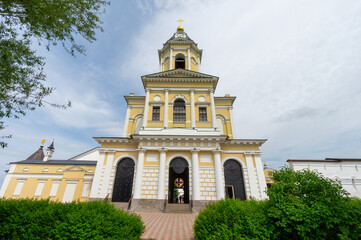 Bell Tower of the Vysotsky Male Monastery was founded 1374 situated on a high bank of Nara river in Serpukhov, Russia.  Travel and culture.