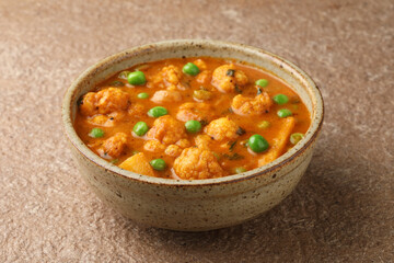 gobi mutter curry, cauliflower mutter curry, gobi masala with green peas vegetarian  indian food, lunch ,dinner
