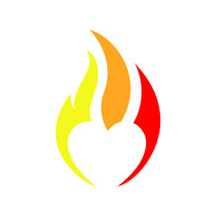 flame heart hot fire logo design vector illustration