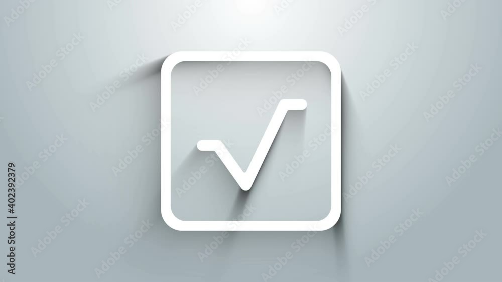 Sticker White Square root icon isolated on grey background. 4K Video motion graphic animation