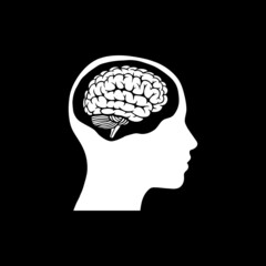 Obraz premium man and brain in white and black 
