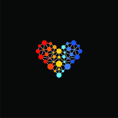 connection love dots logo design