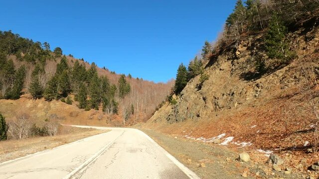 Driving On The Katara Pass In Winter, Greece