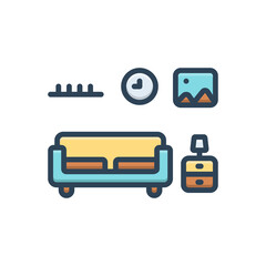 Color illustration icon for living