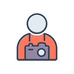 Color illustration icon for photographer
