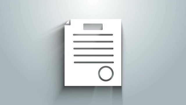 White The arrest warrant icon isolated on grey background. Warrant, police report, subpoena. Justice concept. 4K Video motion graphic animation