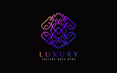 Luxury Logo Design. Elegant Symbol with Geometric Modern Lines Combination. Usable For Business, Community, Foundation, Services, Company. Vector Logo Design Illustration.