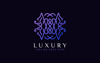 Luxury Logo Design. Elegant Symbol with Geometric Modern Lines Combination. Usable For Business, Community, Foundation, Services, Company. Vector Logo Design Illustration.