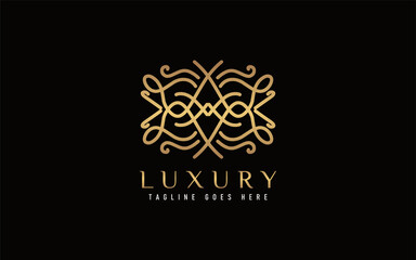 Luxury Logo Design. Elegant Symbol with Geometric Modern Lines Combination. Usable For Business, Community, Foundation, Services, Company. Vector Logo Design Illustration.