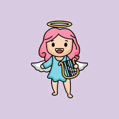 Set of cute female love angel