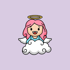Set of cute female love angel