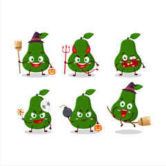 Halloween expression emoticons with cartoon character of avocado