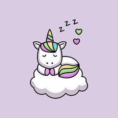 Set of cute unicorn in Valentine's Day