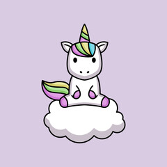 Set of cute unicorn in Valentine's Day
