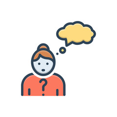 Color illustration icon for thought