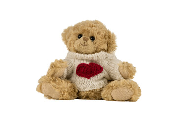 teddy bear with heart on its shirt
