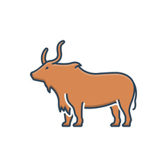 Color illustration icon for yak
