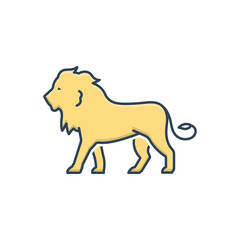 Color illustration icon for lion
