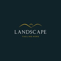 Simple landscape logo design vector illustration
