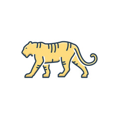 Color illustration icon for tiger
