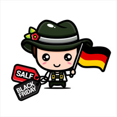 black friday celebration cute character vector design