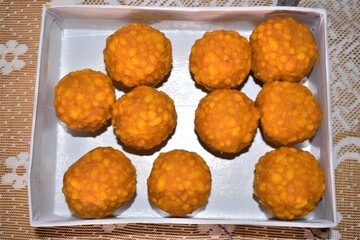 Indian Sweet dish laddu in a box