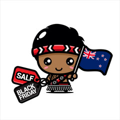 black friday celebration cute character vector design

