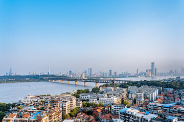Fototapeta na wymiar Skyline scenery along the Yangtze River in Wuhan, Hubei Province, China