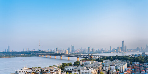 Skyline scenery along the Yangtze River in Wuhan, Hubei Province, China