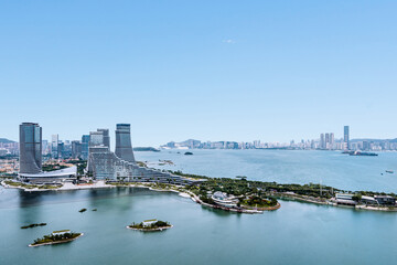 High view of CBD in Xiamen, Fujian, China