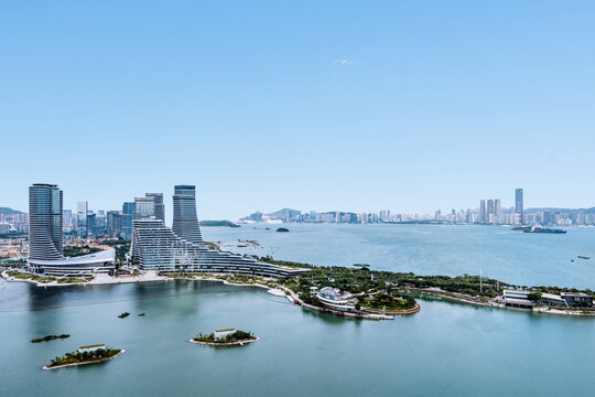 High view of CBD in Xiamen, Fujian, China