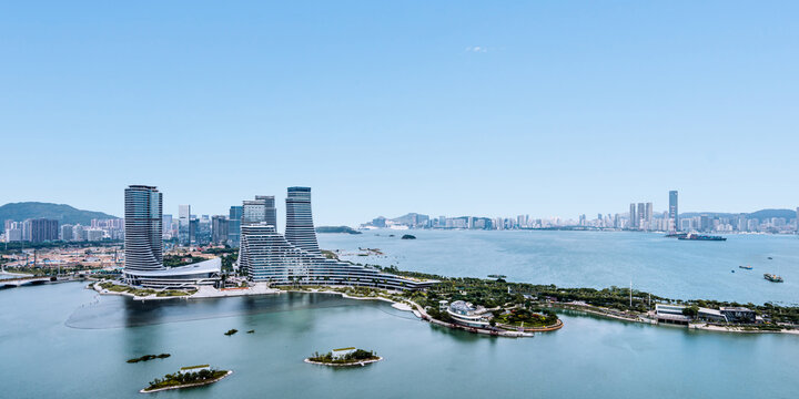 High view of CBD in Xiamen, Fujian, China