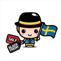 black friday celebration cute character vector design