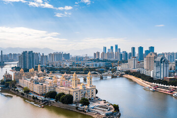 Sunny scenery of Zhongzhou Island, Fuzhou, Fujian, China