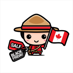 black friday celebration cute character vector design