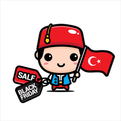 black friday celebration cute character vector design