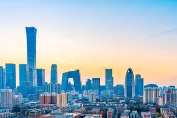 Photo sur Plexiglas Pékin Dusk scenery of CBD complex in Beijing, China