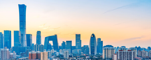 Dusk scenery of CBD complex in Beijing, China © Govan