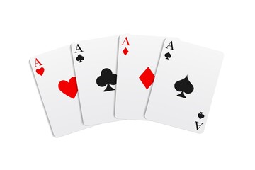 Casino and poker combined with a Four of a kind hand. Vector illustration in a realistic style.