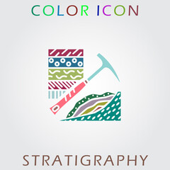 Color icon of stratigraphy and geology. Premium quality color symbol collection.