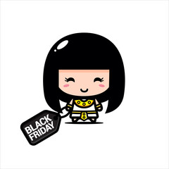 black friday celebration cute character vector design