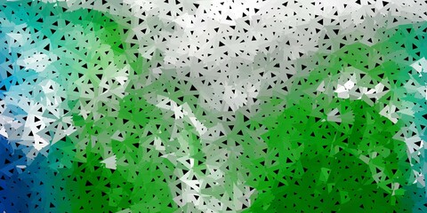 Dark blue, green vector polygonal pattern.