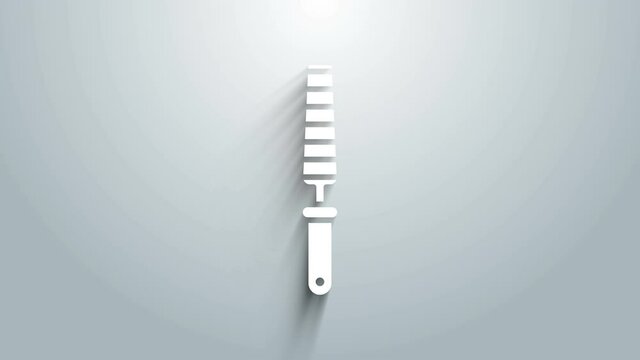 White Chisel tool for wood icon isolated on grey background. 4K Video motion graphic animation